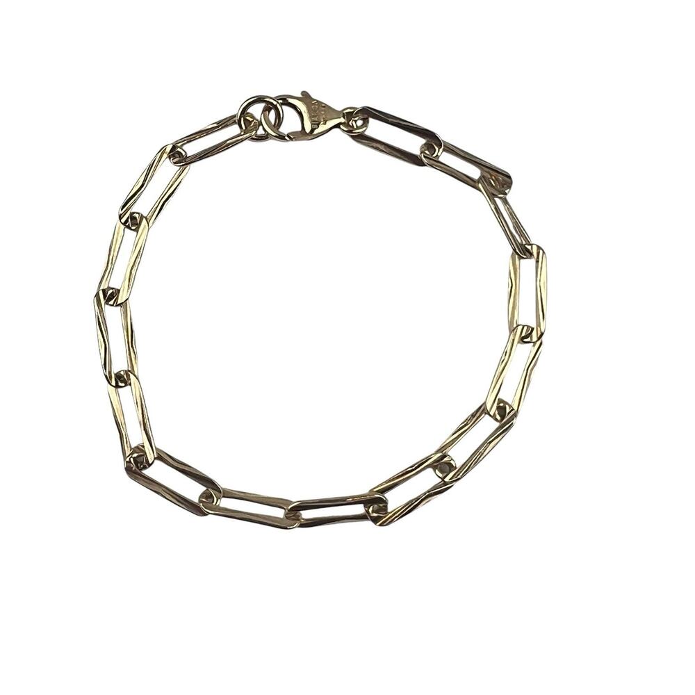 Bianca Milano Italy Sterling Silver Vermeil Paperclip Chain Bracelet 7"